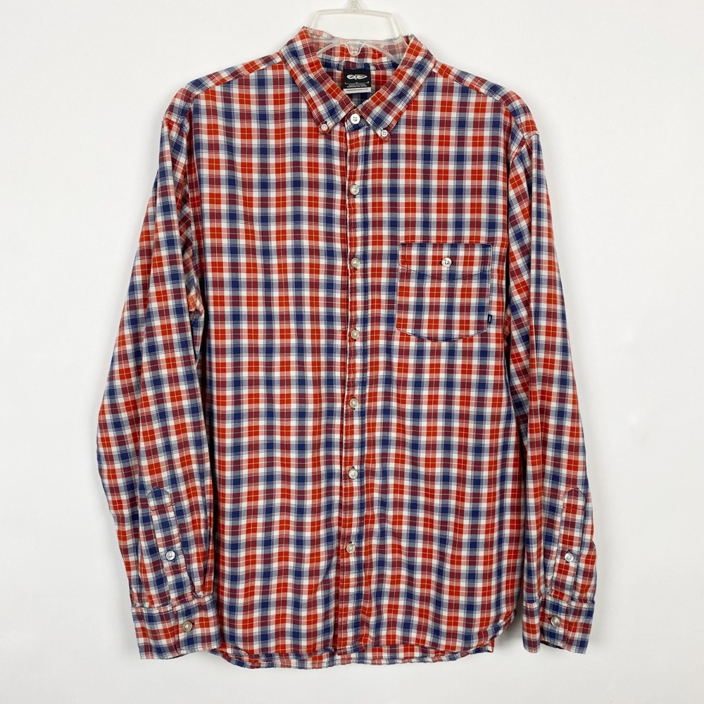Nike 6.0 Plaid Button Down Cotton Shirt Mens Large Red White Blue